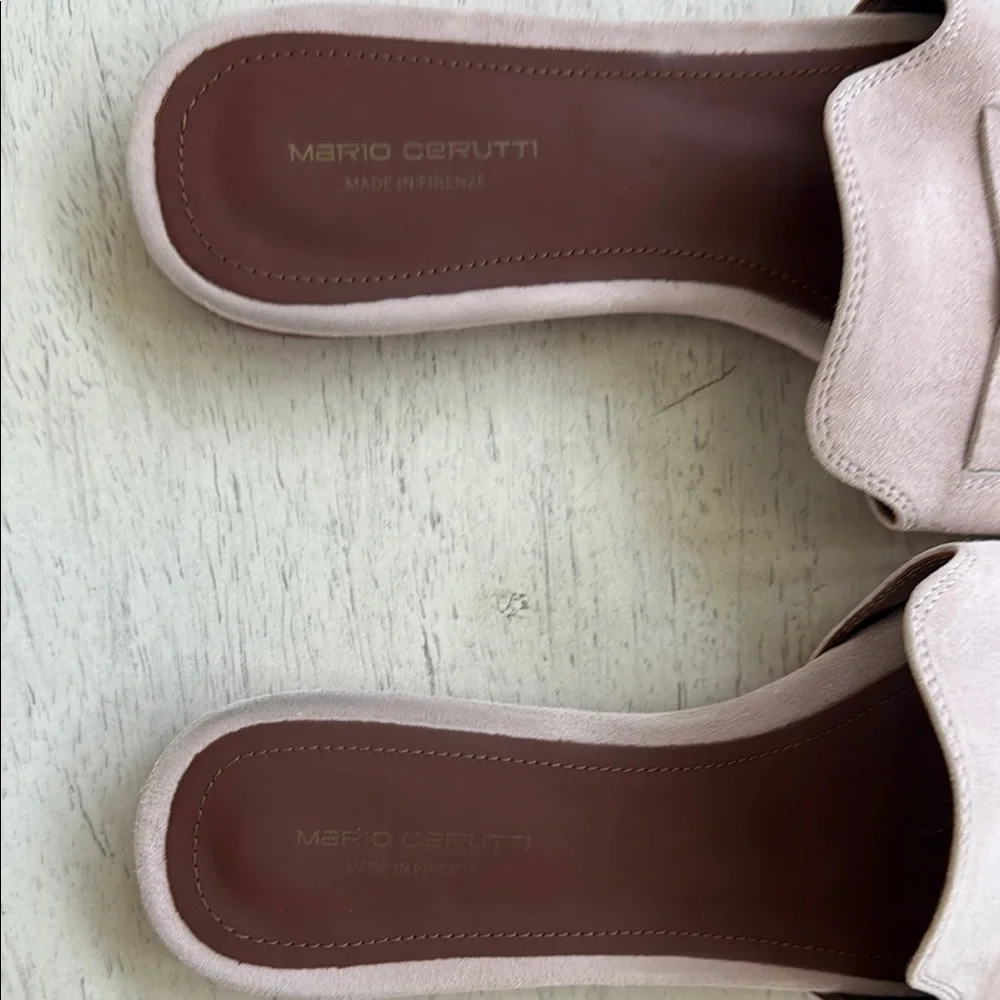 Pink Mules with Gold Buckle and Suede Finish - Picture 5 of 5